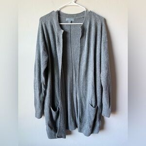 Barefoot Dreams Cozy Gray Knit Cardigan w/ Pockets & Side Zips